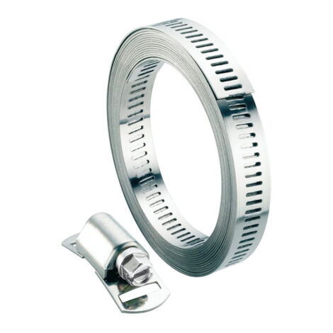 4M Fascette Metalliche Stringitubo Acciaio Inox, Fascette Stringitubo Metalliche Acciaio Inox 304 Regolabili, Cinghia Metallica Forata per Tubi Aacqua Gas Automobilistico, con 10 Clips Fissaggio