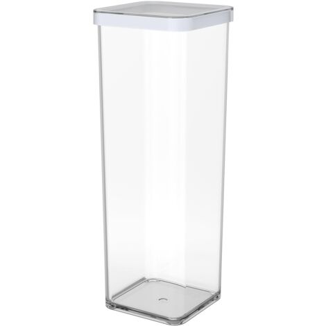 Rotho Loft scatola quadrata de 2l con coperchio e sigillo, plastica (SAN) BPA free de, trasparente/bianco, 2l (10,0 x 10,0 x 28,5 cm) (1/4)
