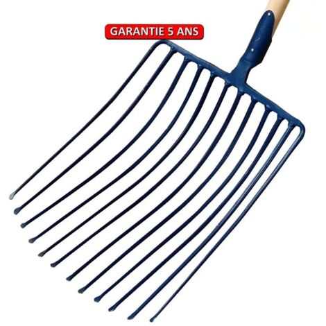 Forca Da Giardino A 4 Denti Piatti - Acciaio, Manico Legno, Nero
