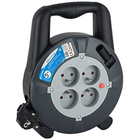 Enrouleur 5 Mètres 4 Prises K7 Gris/noir . - Electraline (1/4)