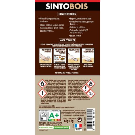 SINTO stucco per legno, bianco, 0,17 L