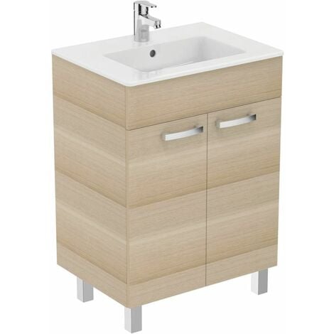 Set di mobili da bagno 4 pezzi Fyrk 2 legno antico/nero