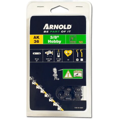Catena per motosega 3/8", 1,1 mm - 44 maglie di trasmissione - tronchesi semicircolari Arnold (1/3)