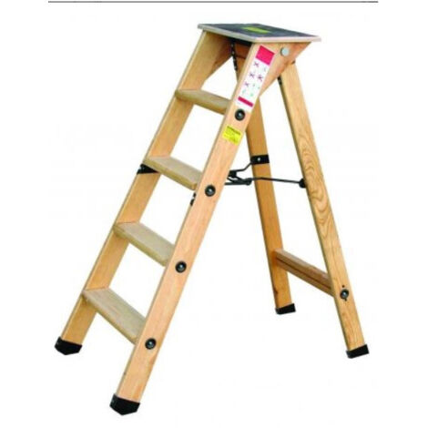 Scaletta professionale in legno 3 gradini + ripiano OUTIFRANCE (1/2)