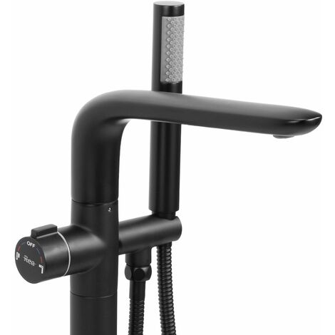Rubinetto Per Vasca Freestanding, Miscelatore Per Doccia A Pavimento Con Spruzzatore A Mano Flessibile Nero Miscelatore A Colonna Per Vasca Ba Bagno Freestanding 58837626