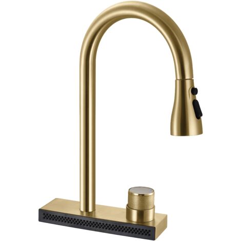 Rubinetto da bagno in oro spazzolato con scarico del lavandino e tubo di alimentazione, rubinetto da bagno diffuso da 8 pollici a 3 fori, rubinetto da bagno in oro ChiLDano CH2183BG