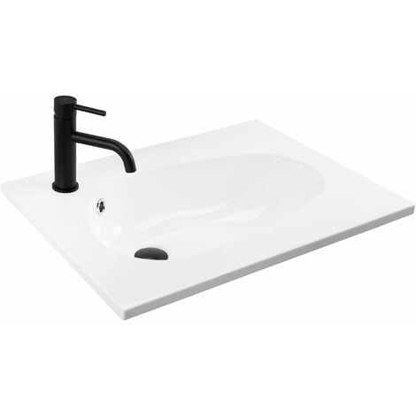 Hudson Reed Otterton Lavabo d'Appoggio Ovale per Bagni - Lavandino Bagno  con Design Moderno - Ceramica Bianca - 1 x Foro per Rubinetteria - 555 x  395 x 120mm