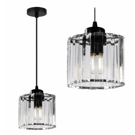 LAMPADA A SOSPENSIONE APP511-1CP CRISTALLO NERO 1-PUNTI LUCE E27 13X13X12-102CM REGOLABILE