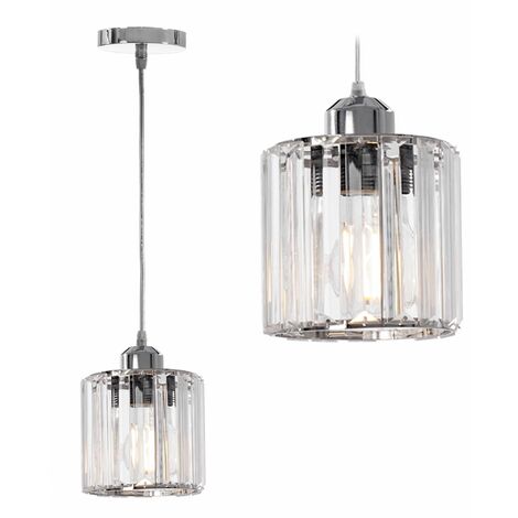 LAMPADA A SOSPENSIONE APP508-1CP CRISTALLO CROMO 1-PUNTI LUCE E27 13X13X12-102CM REGOLABILE