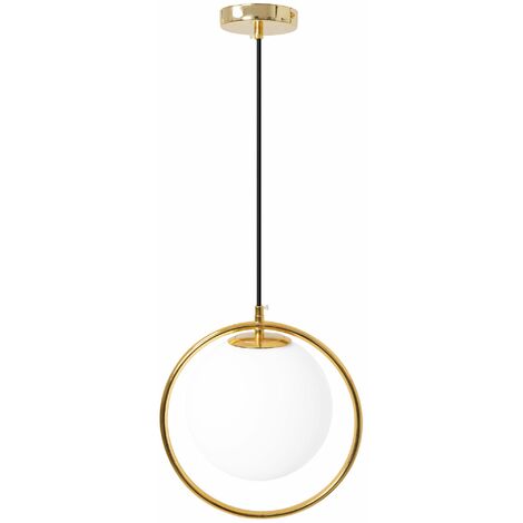 LAMPADA A SOSPENSIONE APP430-1CP VETRO SFERA BIANCO ORO 1-PUNTI LUCE E27 28X28X28-88CM REGOLABILE
