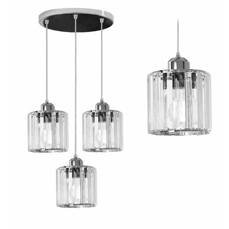 LAMPADA A SOSPENSIONE APP510-3CPR CRISTALLO CROMO 3-PUNTI LUCE E27 13X30X12-82CM REGOLABILE