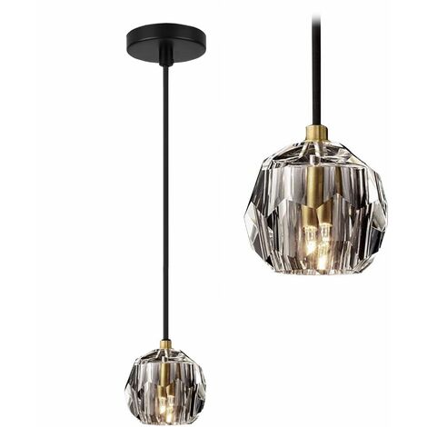 LAMPADA A SOSPENSIONE APP586-1CP CRISTALLO NERO 1-PUNTI LUCE G9 8X8X7-100CM REGOLABILE (1/5)