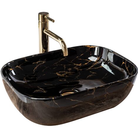 LAVABO BELINDA IN MARMO NERO LUCIDO - DA APPOGGIO SKU REA-U8907