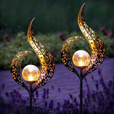 2 Pièces Lampes Solaires de Jardin, Decoration Jardin Exterieur Lumière en  Forme de Lune, Solaire Exterieur