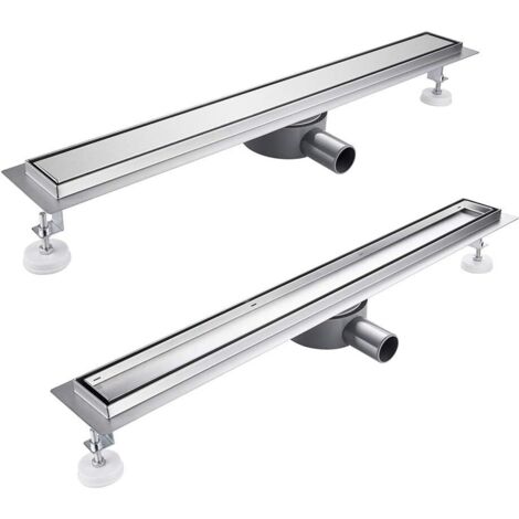 Caniveau de Douche  Italienne  110 cm à Carreler 360° Siphon Sol d'évacuation en Acier Inoxydable - diverses Tailles au Choix 30 to 100cm Siphon avec passoire et arrêt des odeurs