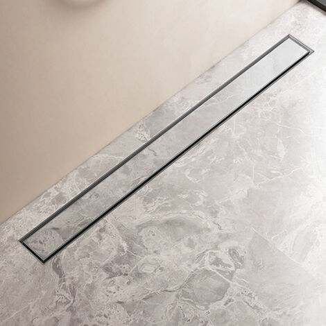 Finmrys – Caniveau de douche en inox 90cm à carreler – Siphon anti-odeurs 30L/min – Installation flexible – Hauteur réglable 96-128mm - CM 2 EN