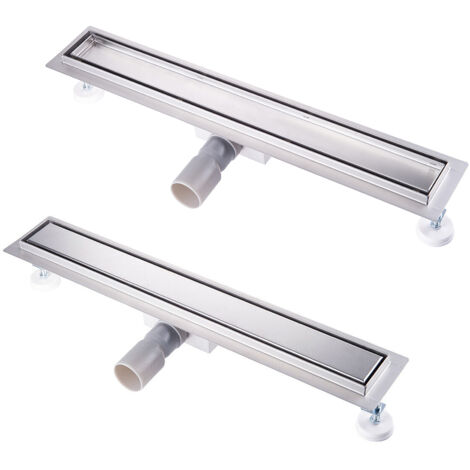 Caniveau Douche Italienne - 70 cm à Carreler - Acier Inoxydable Caniveau de Sol à l'italienne Grille, Drain de Douche Extra Plat avec Pare-odeur et Passoire à Cheveux