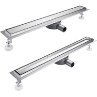 Caniveau de Douche Italienne à Carreler - 80 cm - 360° Siphon Sol d'évacuation en Acier Inoxydable - diverses Tailles au Choix 30 to 100cm Siphon avec passoire et arrêt des odeurs