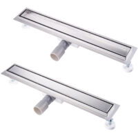 Caniveau Douche Italienne - 30 cm à Carreler - Acier Inoxydable Caniveau de Sol à l'italienne Grille, Drain de Douche Extra Plat avec Pare-odeur et Passoire à Cheveux