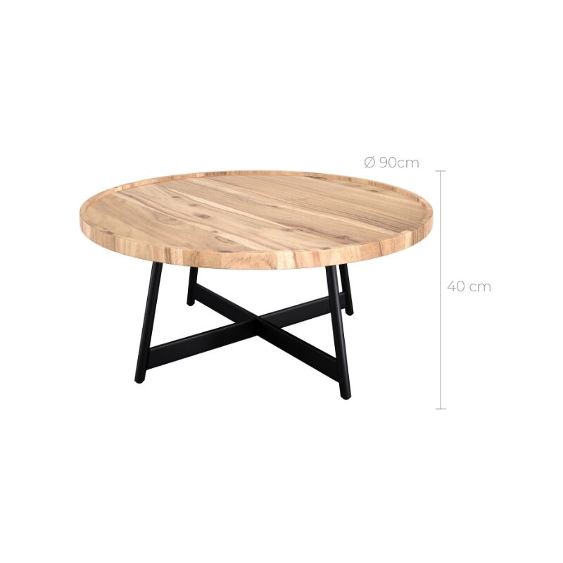 Mesa con patas cruzadas de madera de roble o haya, encimera madera gruesa
