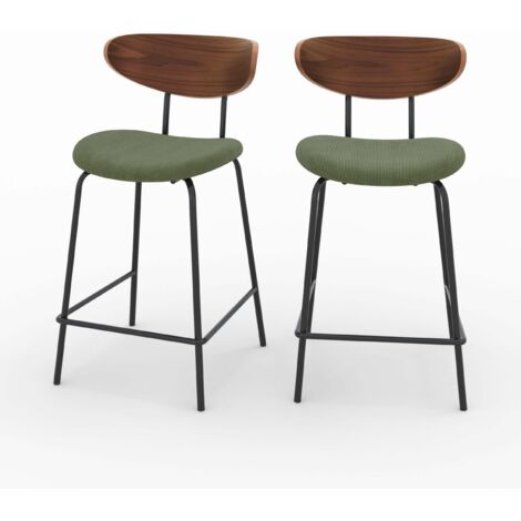Set de 2 sillas para isla central en pana verde kaki 64,5 cm - Jade (1/4)