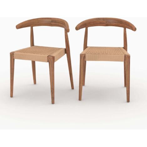 Set de 2 sillas en madera de teca y cuerda trenzada tipo loom - Alia (1/4)