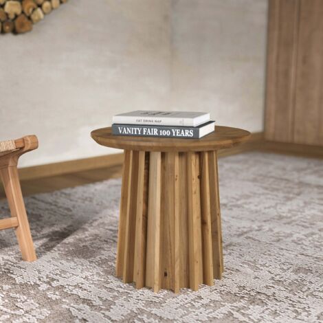 Mesa Auxiliar De Acacia Natural Para Exterior Gino Home