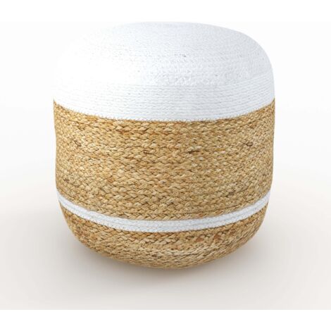 Well Home Puf Redondo Natural De Algas Y Algodón (40x15cm): Un Asiento Ecológico Que Trae La Calma Del Mar A Tu Hogar