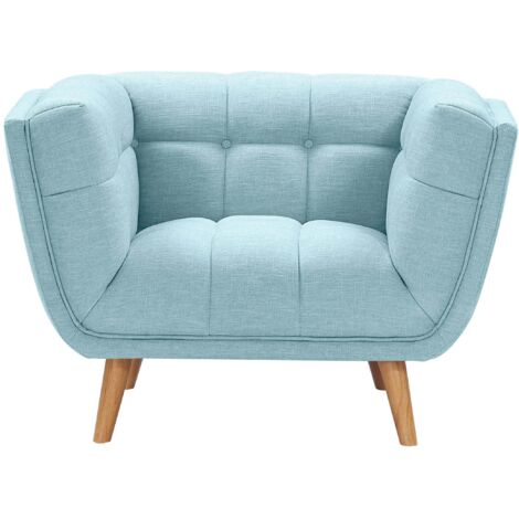 Sillón tapizado en tejido azul claro - Carmen (1/4)