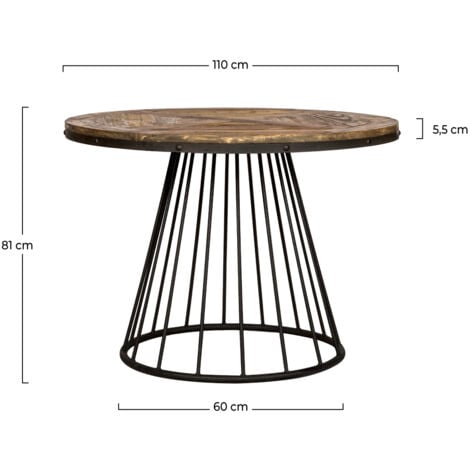 Mesa de comedor redonda de madera de cedro, 5 personas - Pralus