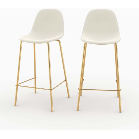 Set de 2 taburetes para isla de cocina en cuero sintético blanco 65 cm - Henrik