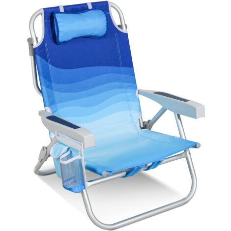 HOMECALL Klappstuhl Strandstuhl Klappbar Leicht Strand 5-stufig verstellbare Rückenlehne,Bis 136KG,Aluminiumrahmen, eine große isolierte Kühltasche, Aufbewahrungstasche, 1 St (1/5)