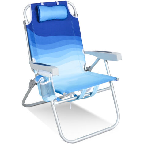 HOMECALL Klappstuhl Strandstuhl Klappbar Leicht Strand 5-stufig verstellbare Rückenlehne,Bis 136KG,Aluminiumrahmen, eine große isolierte Kühltasche, Aufbewahrungstasche, 1 St (1/5)