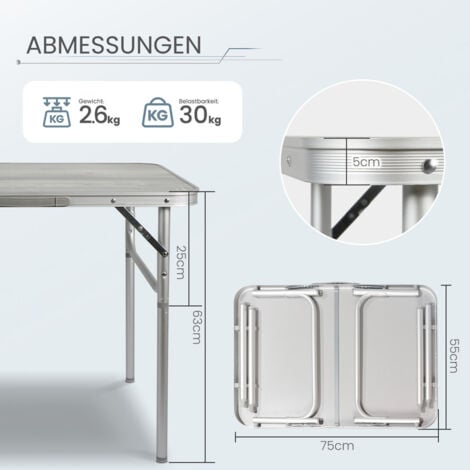 HOMECALL Campingtisch Klapptisch Gartentisch Klappbarer (leicht Beistelltisch Balkontisch Reisetisch), MDF Aluminium Mehrzwecktisch