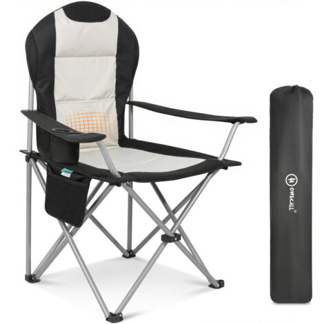 HOMECALL Campingstuhl Hochlehner Klappstuhl Gepolstert Faltsessel Gartenstuh Angelstuhl(Bis 150KG, mit hoher Rückenlehne Armlehne Getränkehalter, 1 St), für Camp Garten Balkon