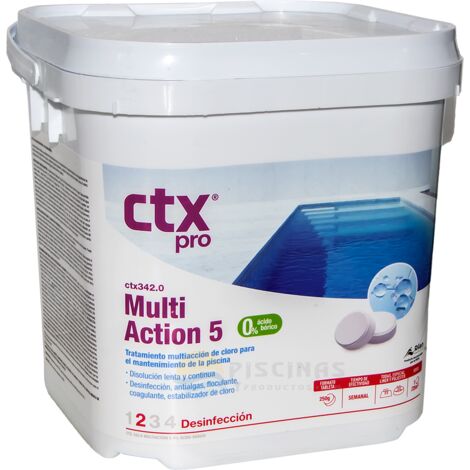 Cloro Multiaction 5, compresse da 250 g. Strato speciale, senza acido borico, 5 kg. CTX-342.0