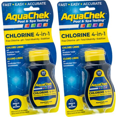 Confezione 2 strisce analitiche Aquachek Yellow per cloro, pH, alcalinità e acido cianurico