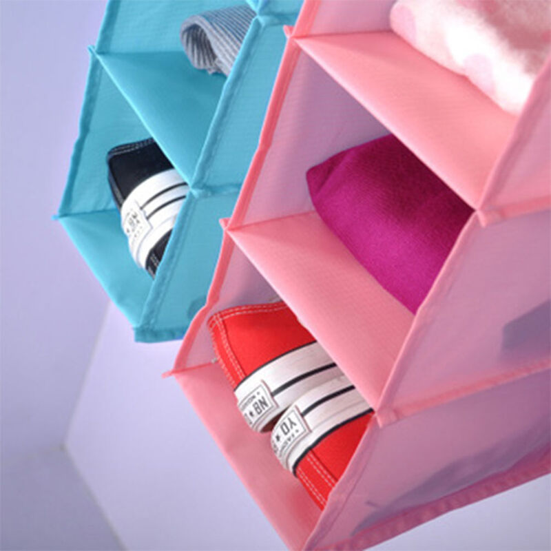 Simple Houseware Organizador de armario colgante con 3 estantes con tapón  frontal, color rosa
