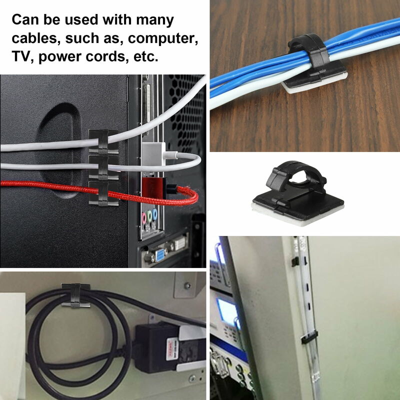 sujeta cables adhesivo Clips de gestión de cables de 8 piezas