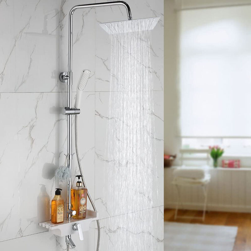 Rociador ducha cuadrado metálico 250mm blanco - Enki Hogar
