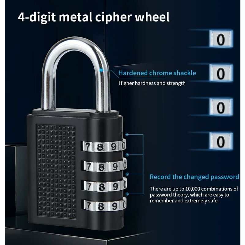 1 candado TSA – Paquete de 1, 2, 3, 4, 5, 6 candado de combinación de viaje  con cable de seguridad de 3 diales para maleta, equipaje, bolsa, candado  con código, negro (paquete de 1) ER