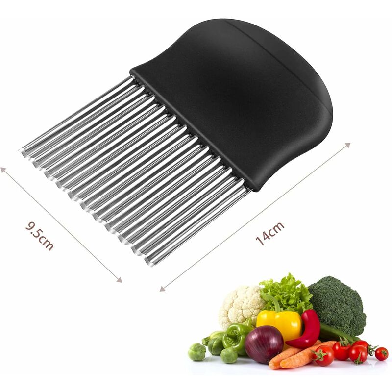 Juego de 4 cuchillos para cortar patatas de acero inoxidable con cuchillas  onduladas para cocina, herramientas para patatas fritas, rebanador de  frutas, verduras y zanahorias JAMW Sencillez