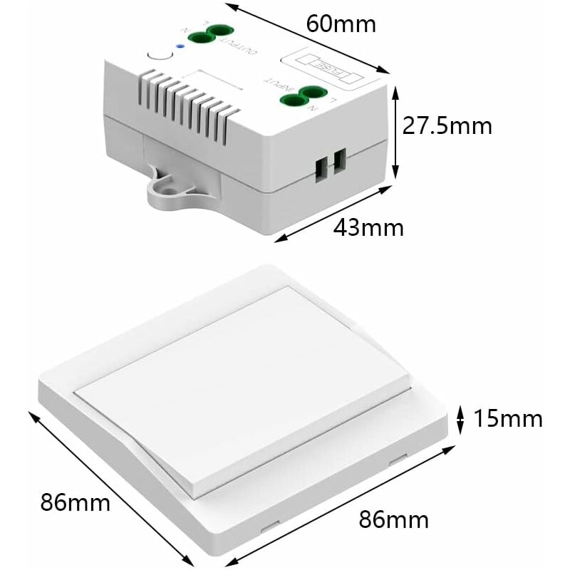 Interruptor de luz inalámbrico autoalimentado (no requiere batería) (2  unidades) y kit receptor (paquete de 2), interruptor de pared, no necesita