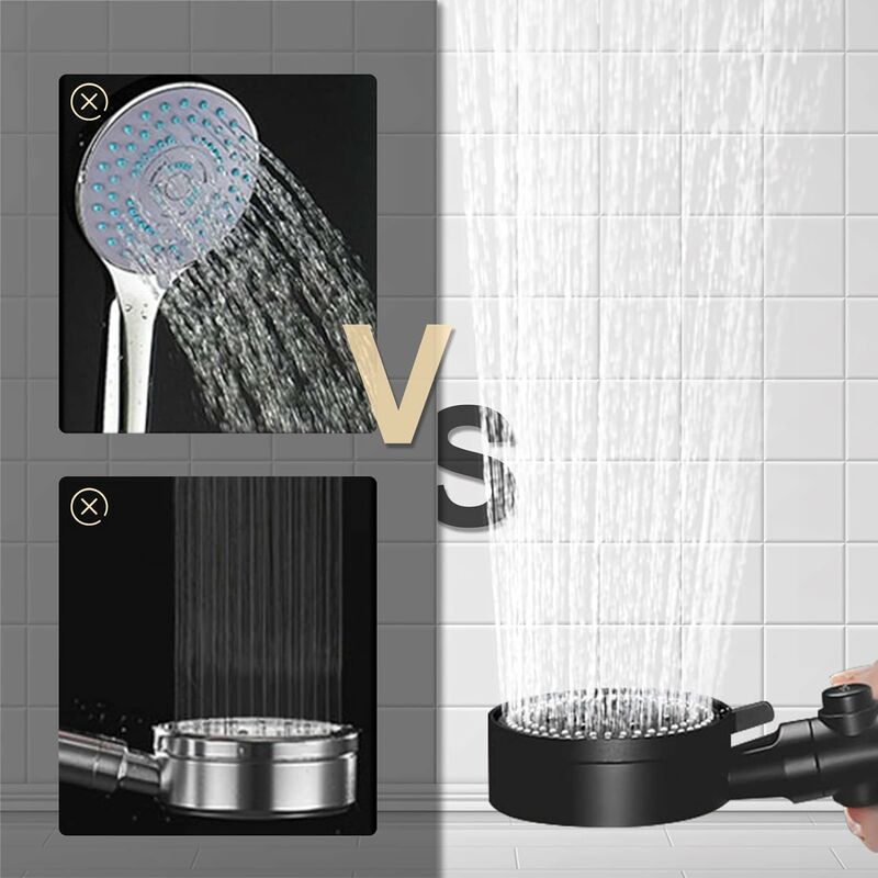 Alcachofa de ducha (negra), ducha de mano con ahorro de agua, 5 modos de  pulverización, fácil de instalar y limpiar, alcachofa de ducha de acero  inoxidable JM