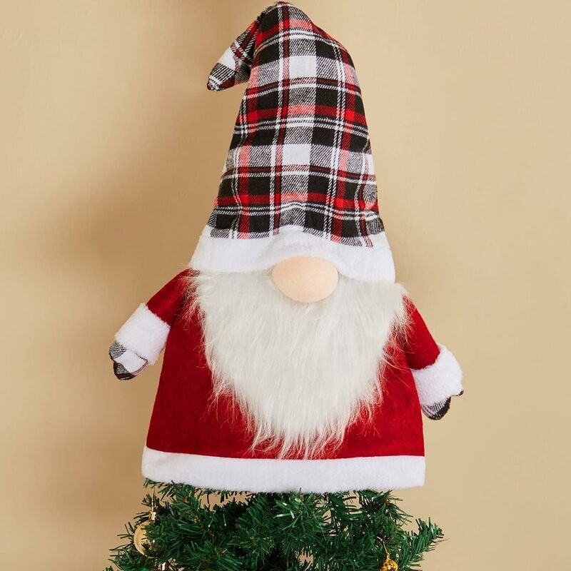 Adorno para árbol de Navidad de 25 pulgadas, gnomo sueco, gran tomte, adornos de gnomo de Navidad, adornos para árbol de Navidad, suministros para fiestas en el hogar (azulejos rojos, negros y blancos)