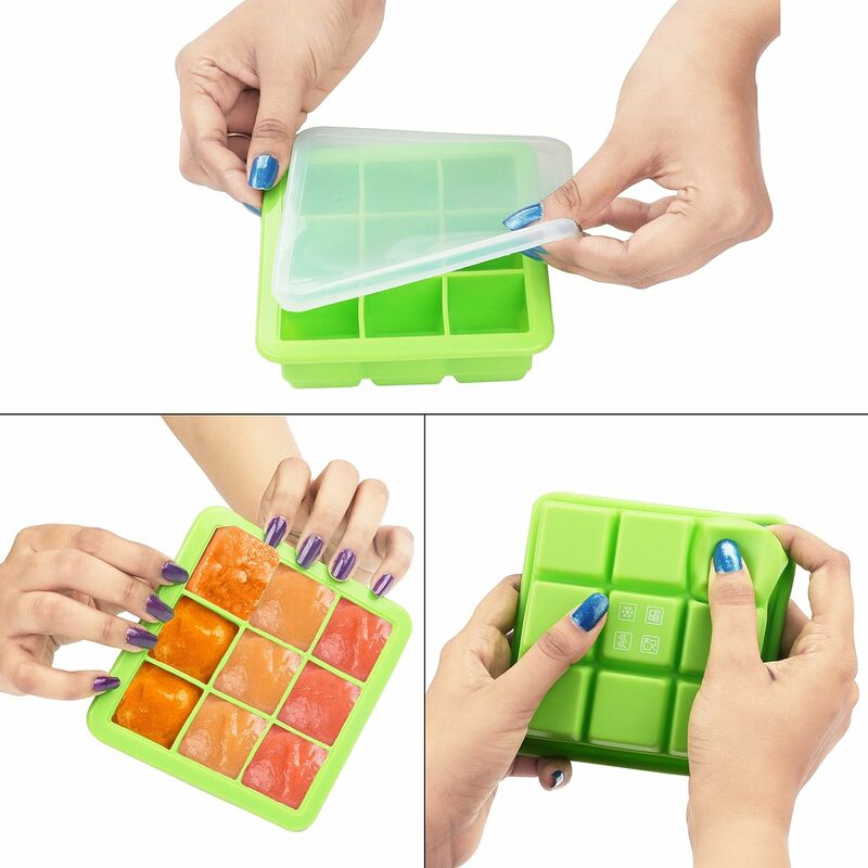 POLILI Juego de 3 recipientes de silicona para almacenamiento de alimentos,  recipientes de silicona con tapas, recipientes para congelador, para