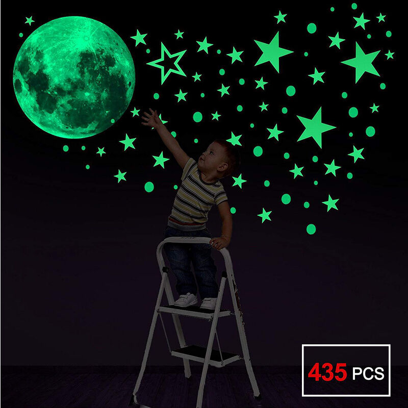 Pegatinas luminosas pegatinas de pared, 435 uds pegatinas de pared de estrellas y luna de noche pegatinas de pared, dormitorio de niños y niñas habitación de los niños