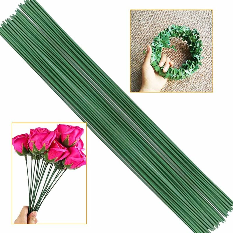 Paquete de 100 unidades de alambre floral verde calibre 14 para hacer  flores artificiales de 12 pulgadas, 16 pulgadas (12 pulgadas de largo)
