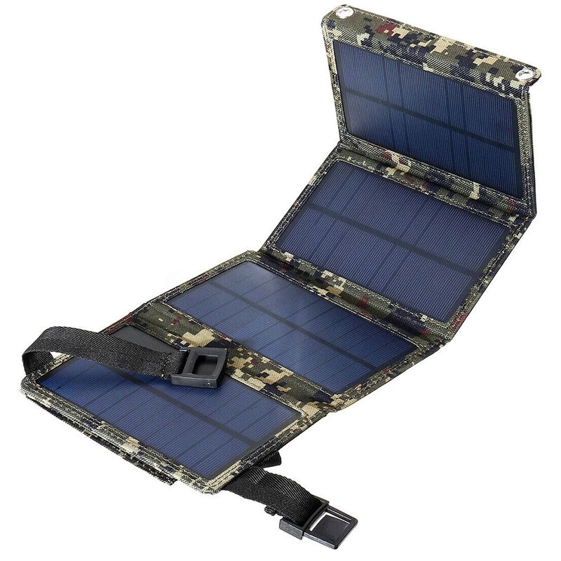 Cargador de panel solar negro para exteriores, tablero de cargador plegable portátil ligero a prueba de agua