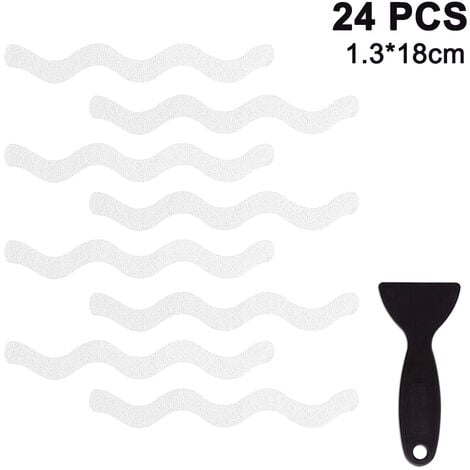 24 pegatinas antideslizantes en forma de S para baño, tiras de agarre para  bañera, peldaños de